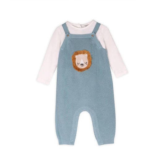 Lion Applique Sweater Knit Baby Overall Set (Organic Cotton)