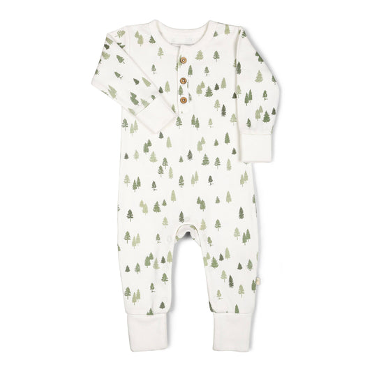 Organic Button Romper - Alpine