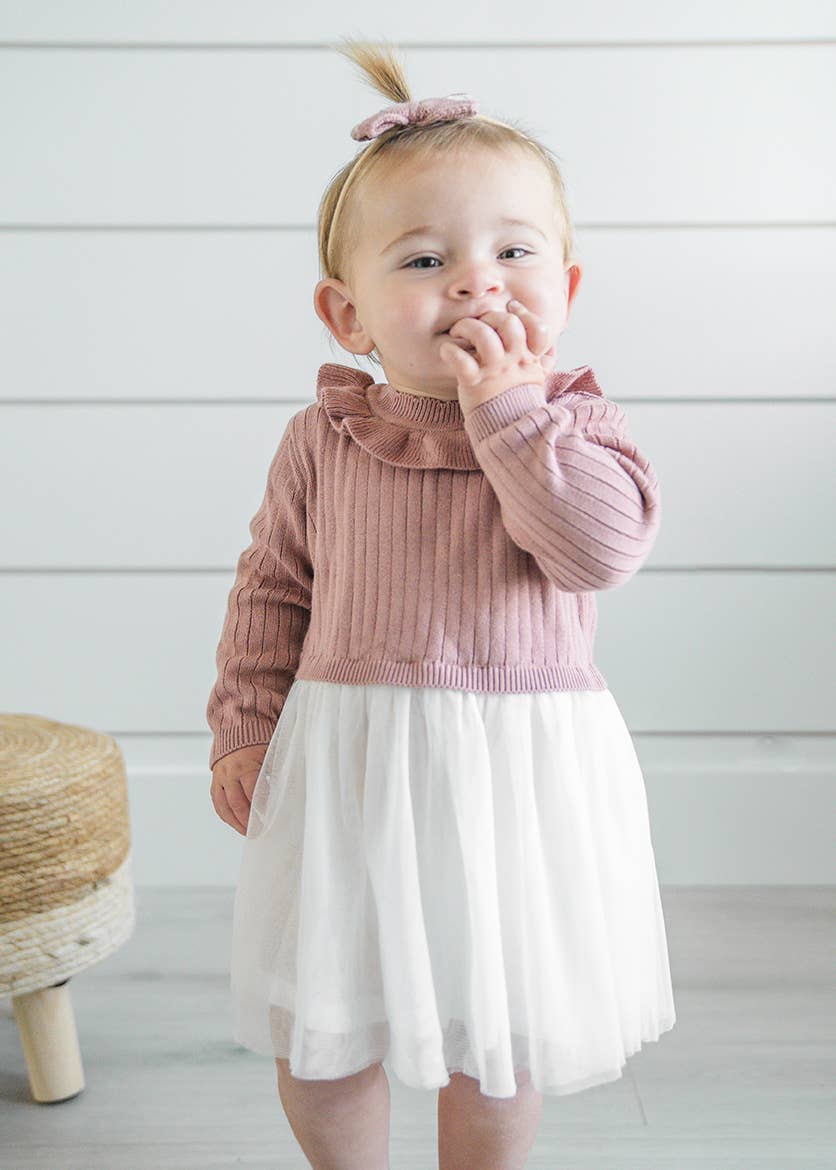 Ruffle Neck Sweater Knit Top & Tutu Baby Dress (Organic)