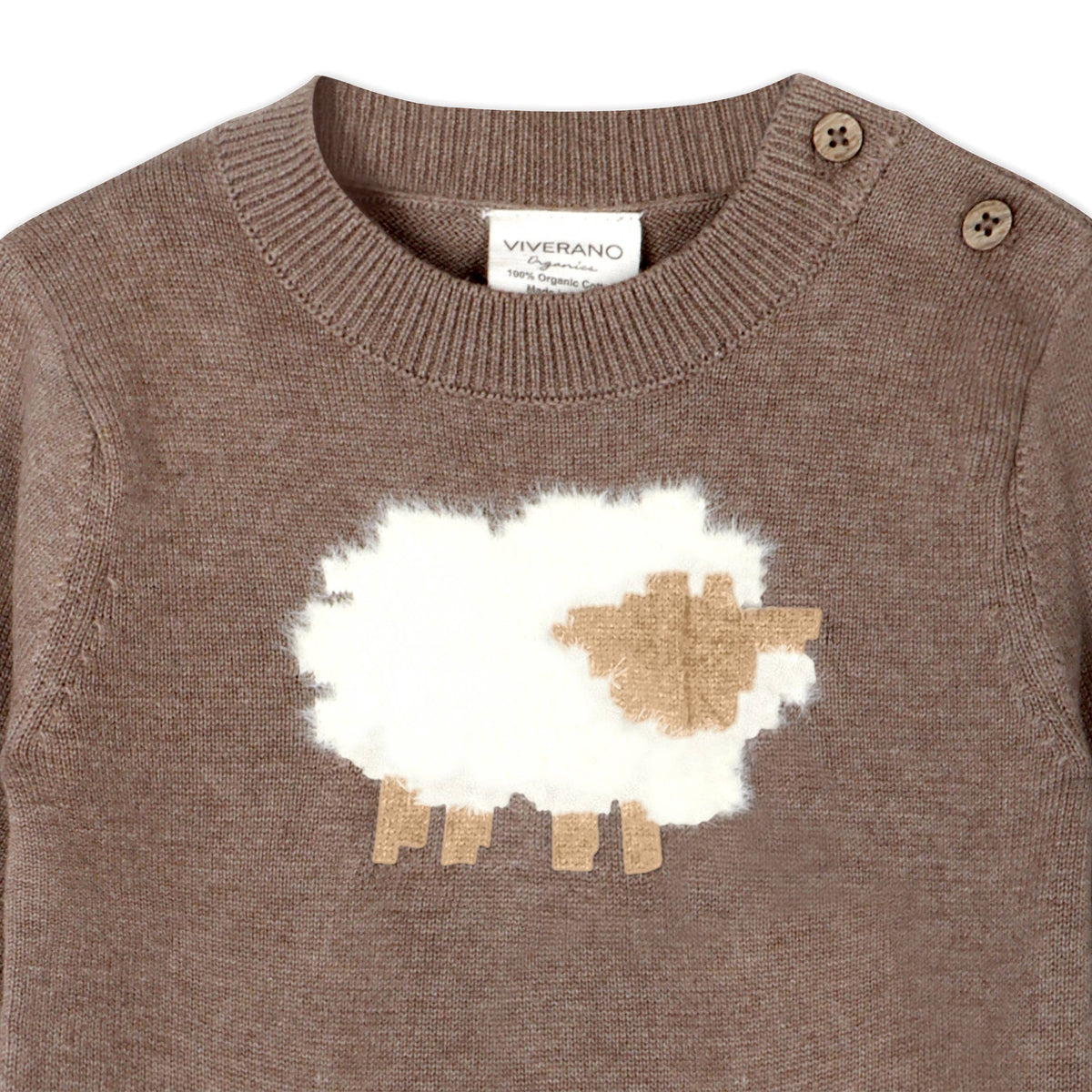 Sheep Jacquard Knit Baby Pullover & Pant SET Organic Cotton
