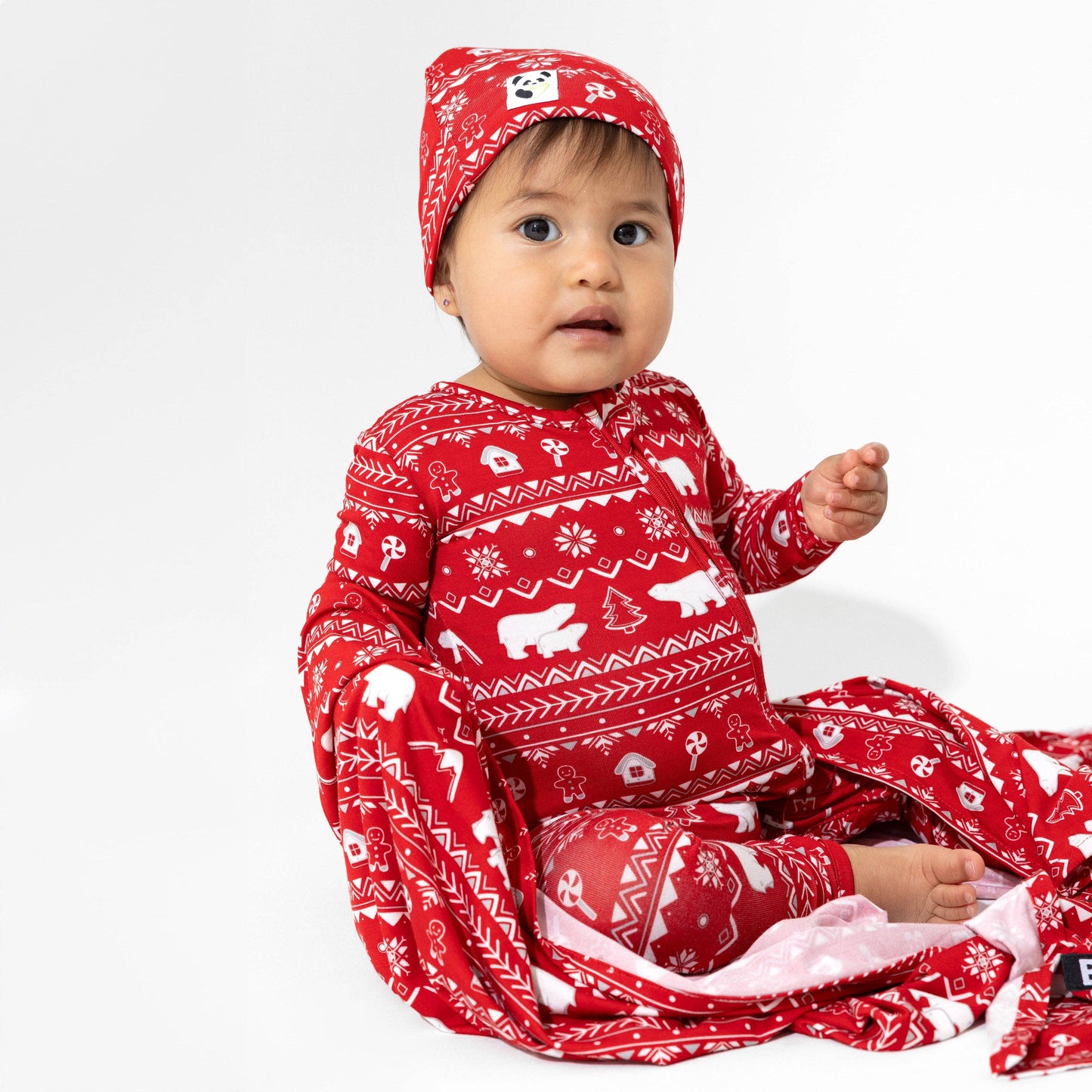 Christmas Pajamas: Polar Isle Red Bamboo Baby Sleepwear