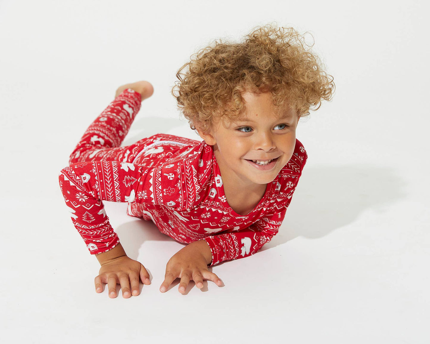 Christmas Pajamas: Polar Isle Red Bamboo Kids Two-Piece Set