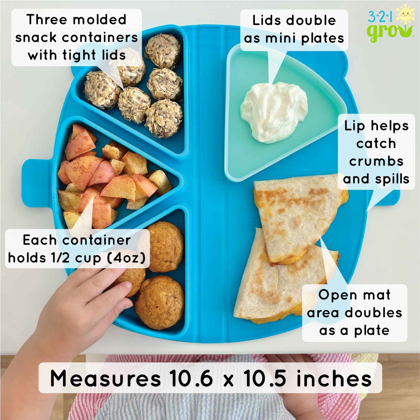 321 Grow On-the-Go Silicone Snack Mat - Pebble