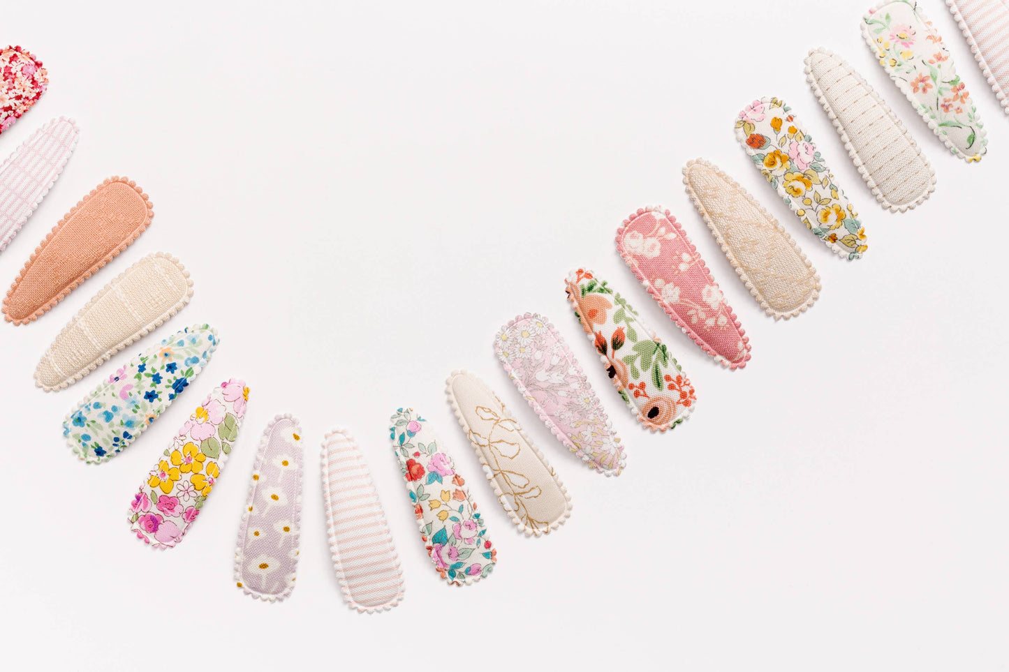 Lake Blue Floral Fabric Hair Clips