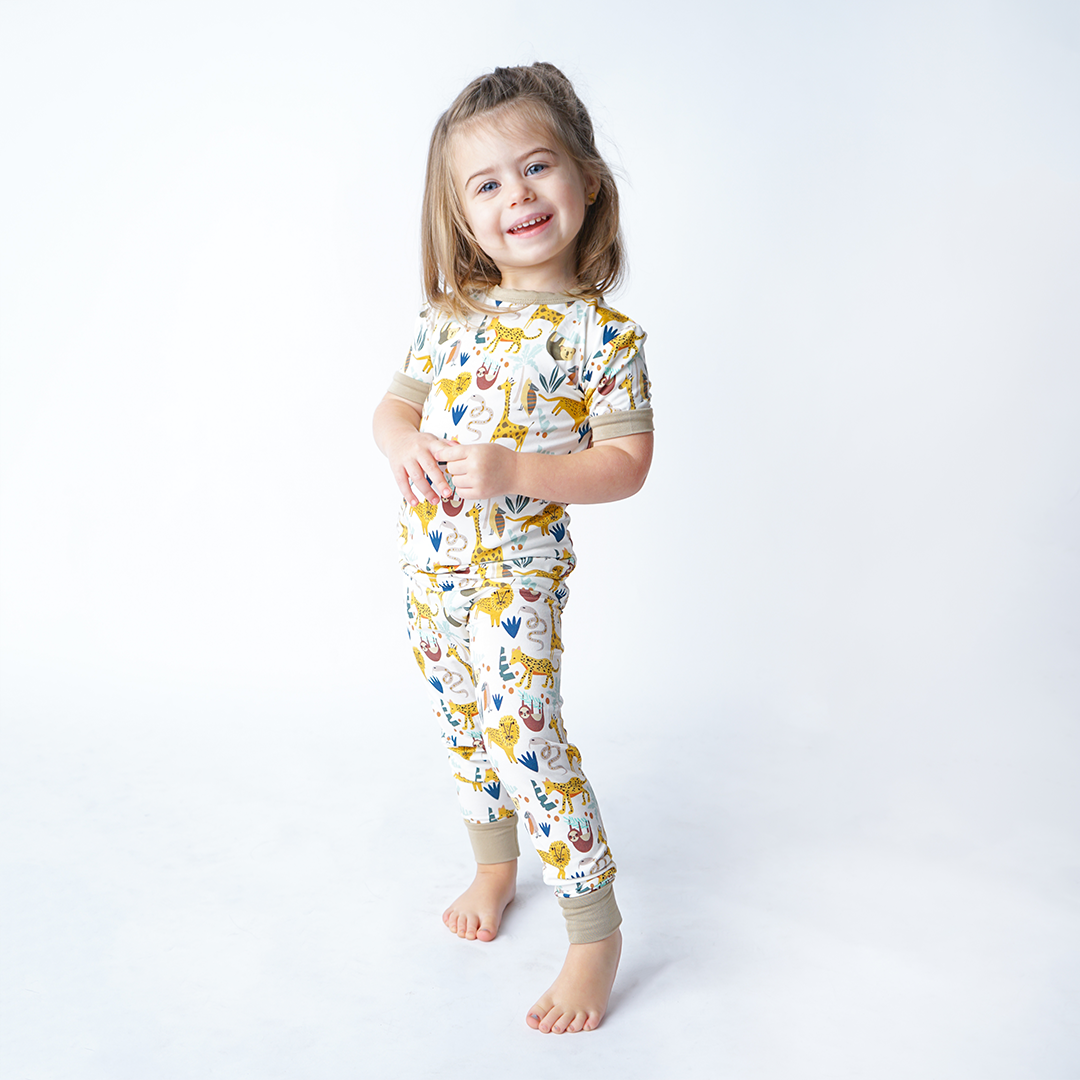 Jungle Friends Animals Bamboo Kids Pajamas Toddler Sleep Set