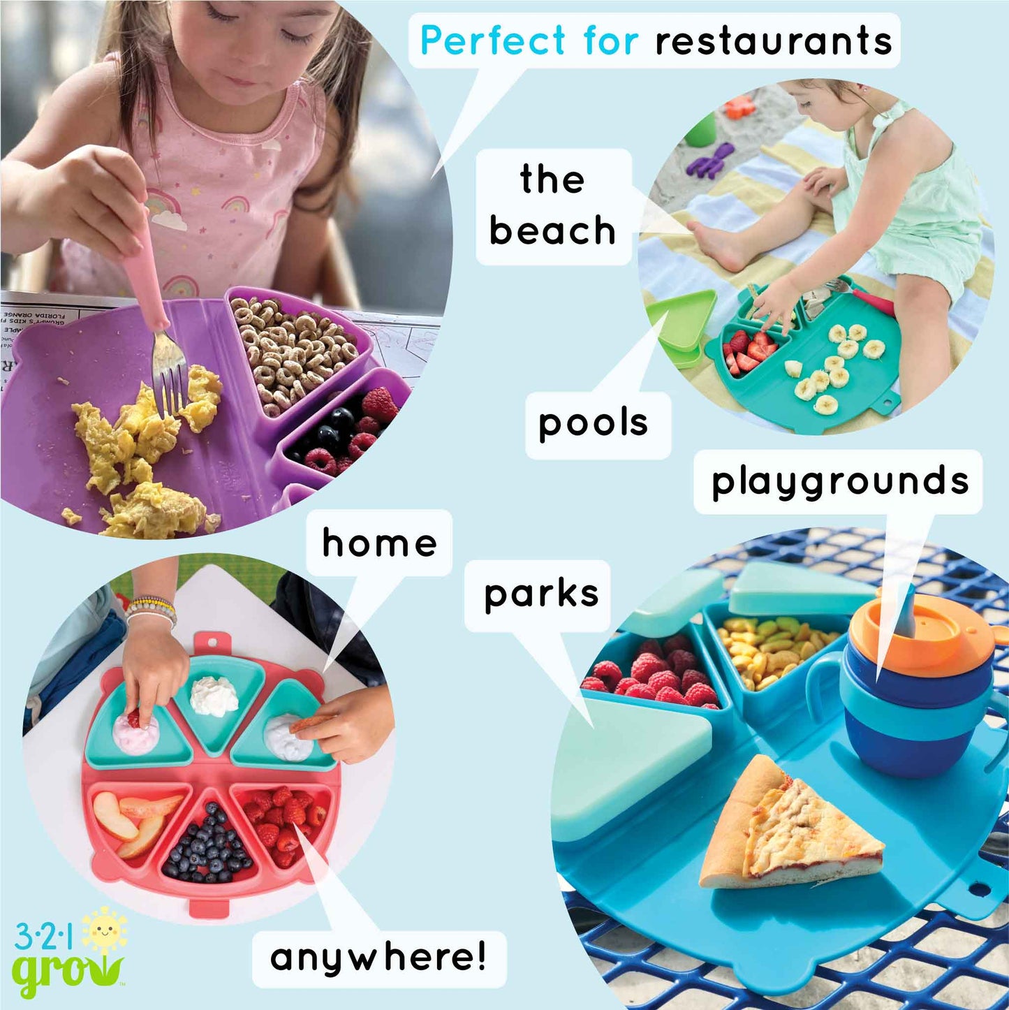321 Grow On-the-Go Silicone Snack Mat - Pebble