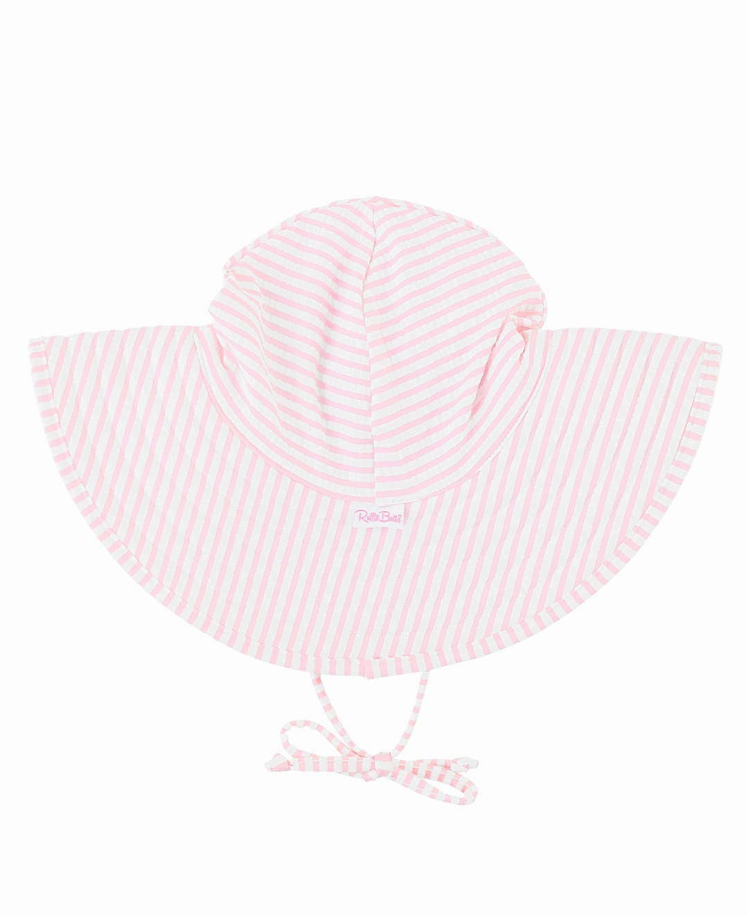 Girls Pink Seersucker Swim Hat - Ruffle Butts