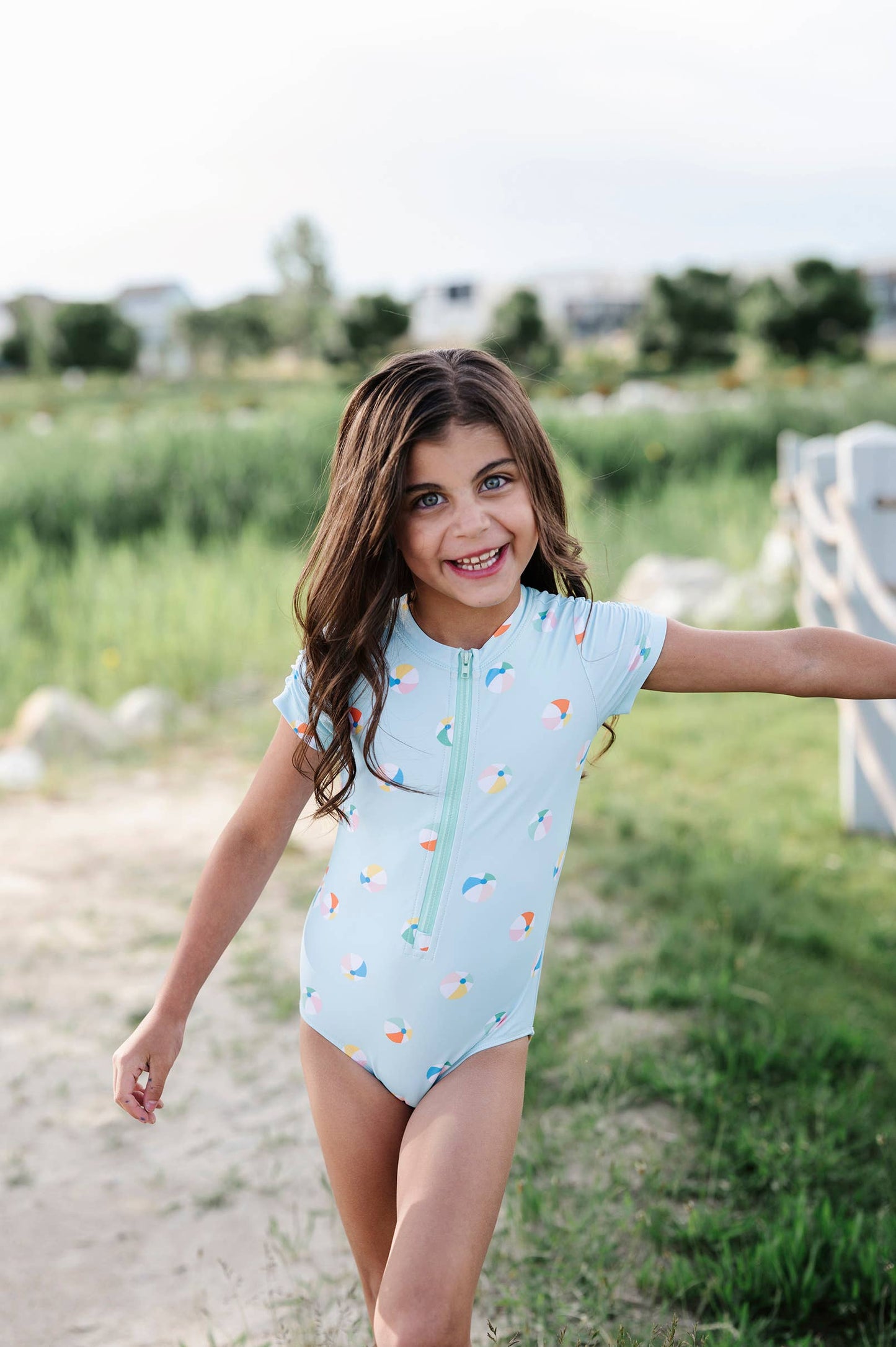 Zoey Swim in Beach Ball | UPF 50 One Piece Swimwear