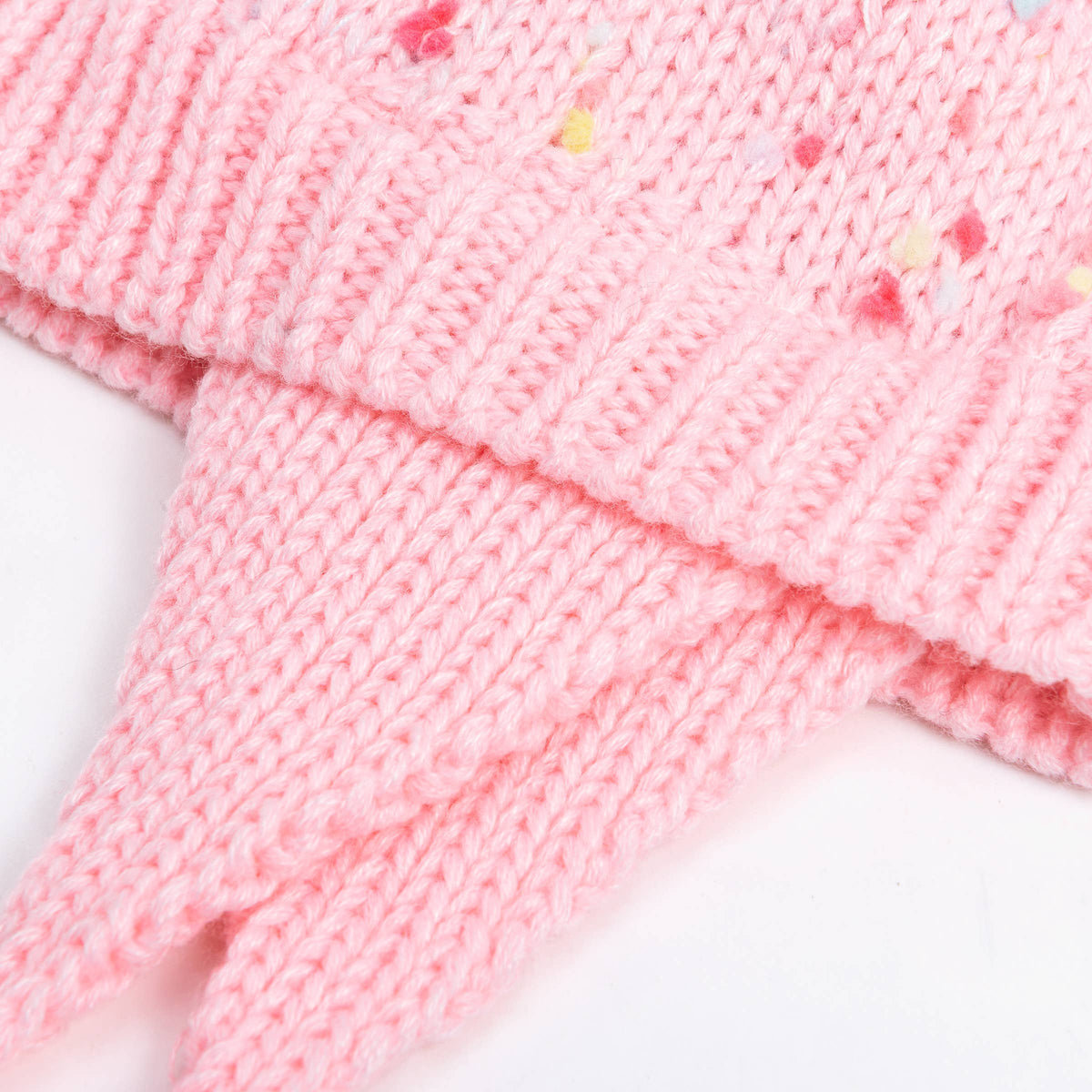 Earflap Winter Hat- Pink Specked- Toddler/ Girls 1-6