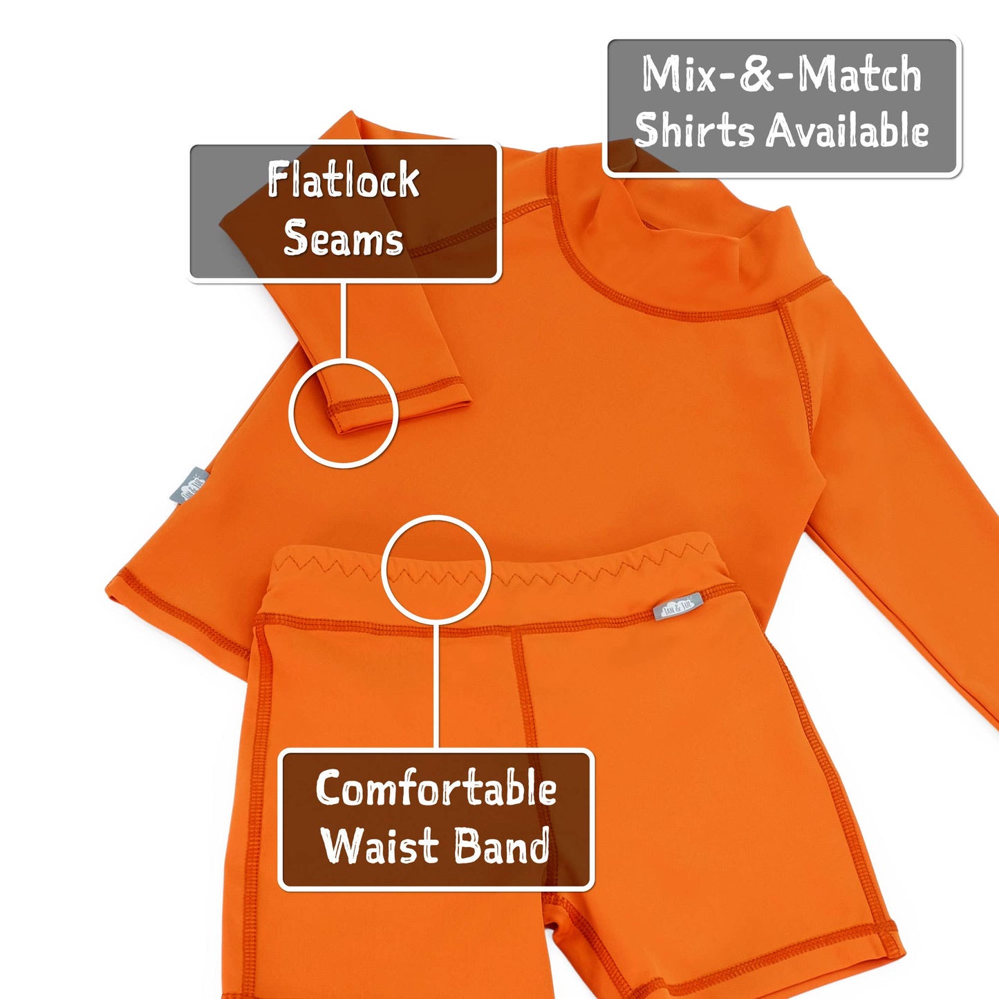 Tangerine | Kids UV Swim Trunks