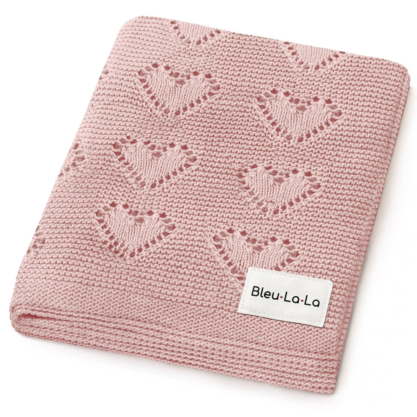 100% Luxury Cotton Receiving Swaddle Baby Blanket - Heart: Rose Pink