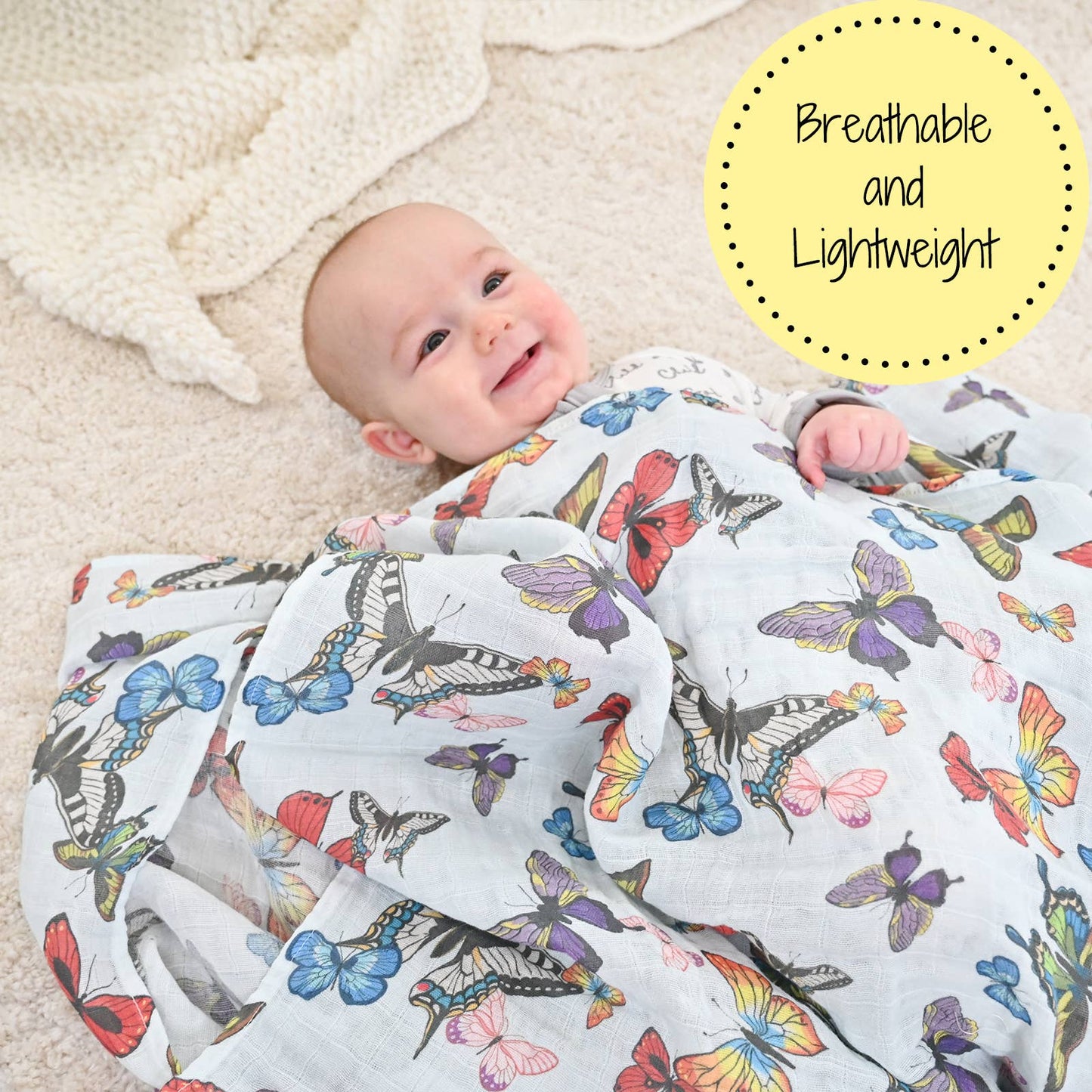 Butterfly Away Baby Muslin Swaddle Blanket