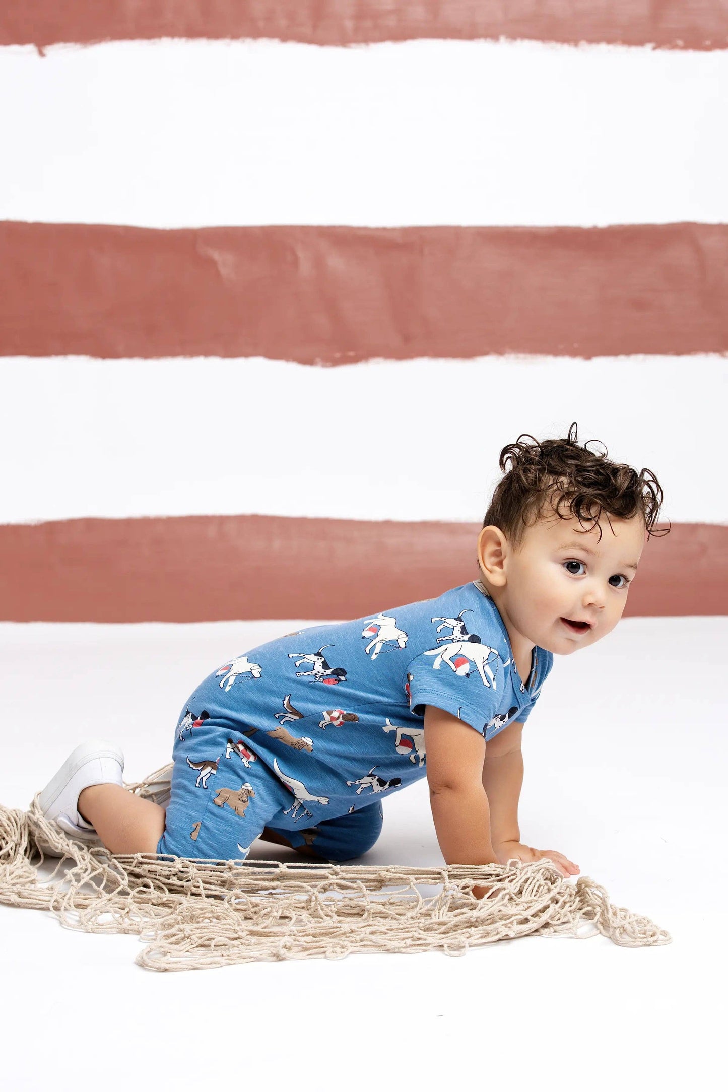 Baby Slub Shorty Romper_Nantucket Pups