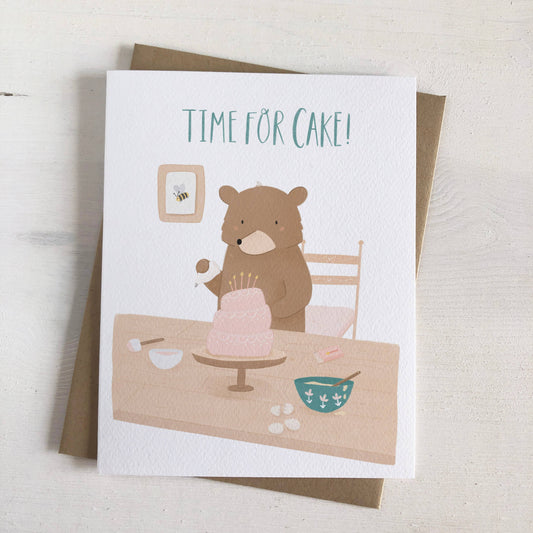 Time For Cake - Baking Bear Birthday Greeting Card