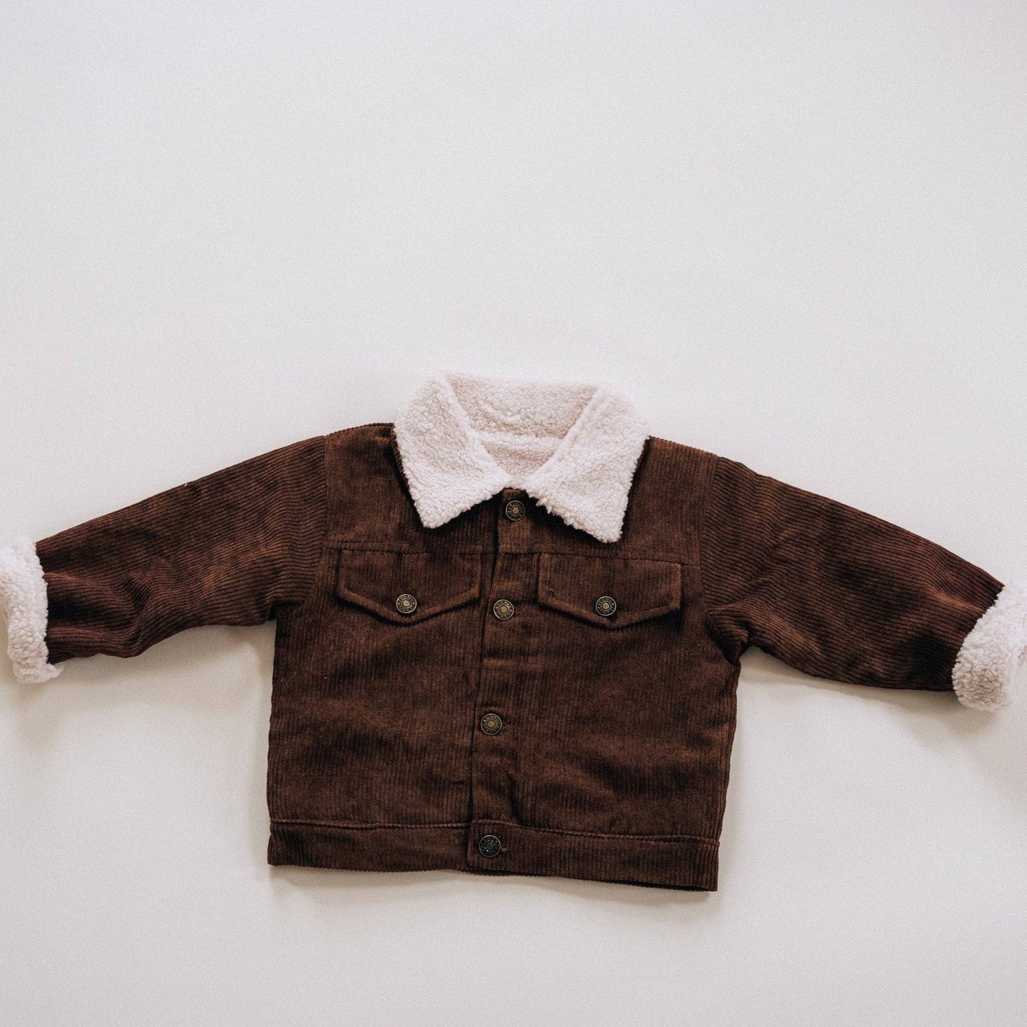 Sherpa Collar Coffee Brown Corduroy Jacket-Child