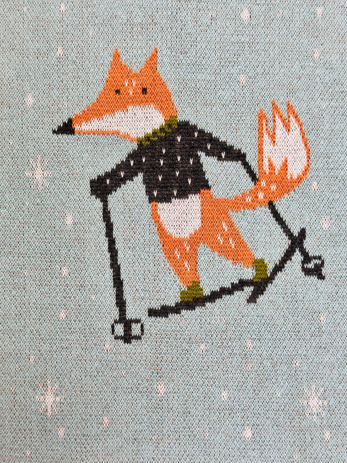 Fox & Bear Ski 3D - Organic Jacquard Knit Baby Blanket
