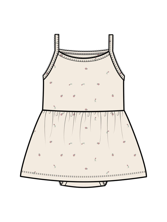 Organic Baby Soleil Pointelle Bodysuit Dress - Pia Floral