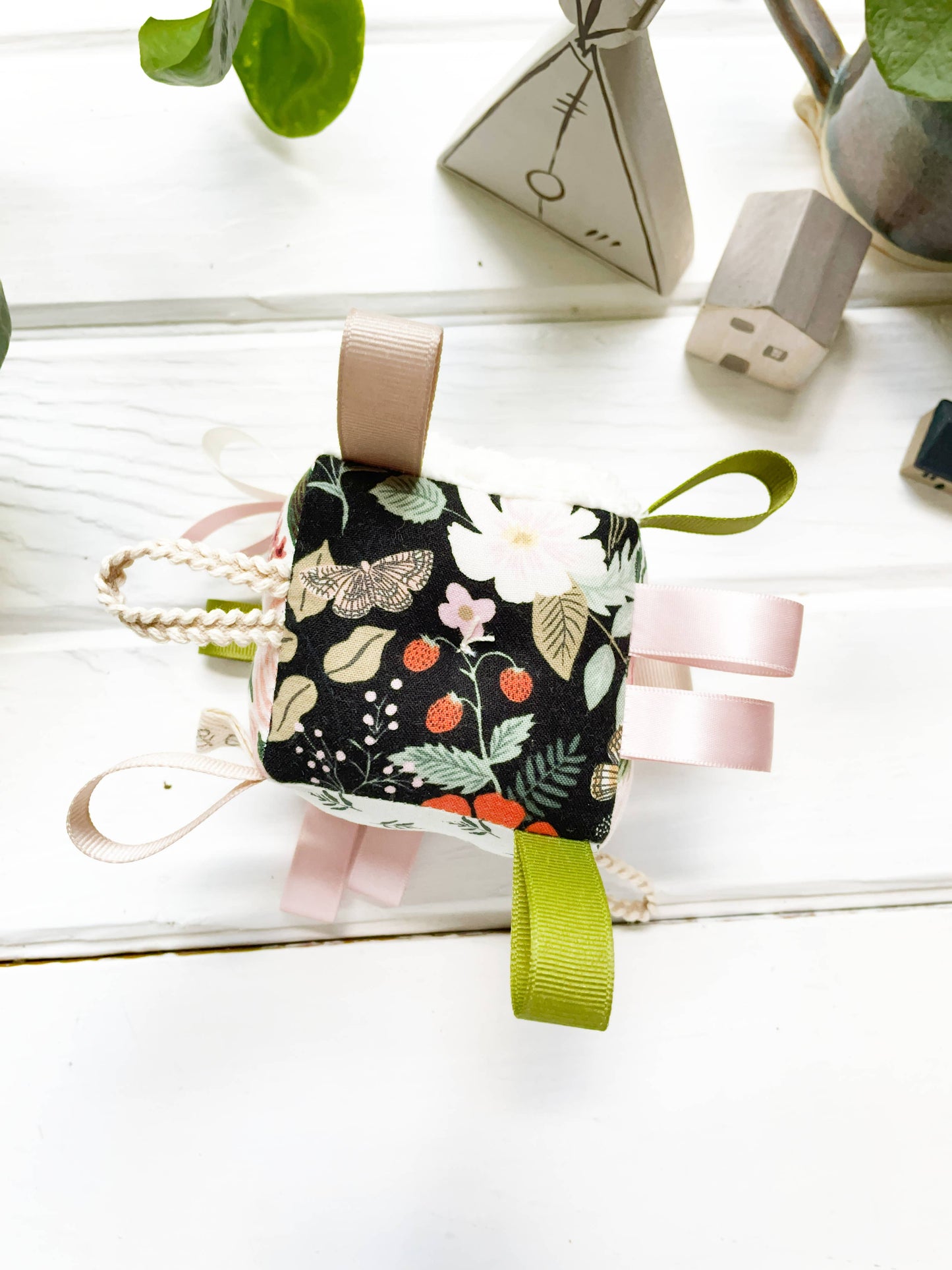 RIfle Paper Co. Floral Baby Block, Blush Pink Tag Toy