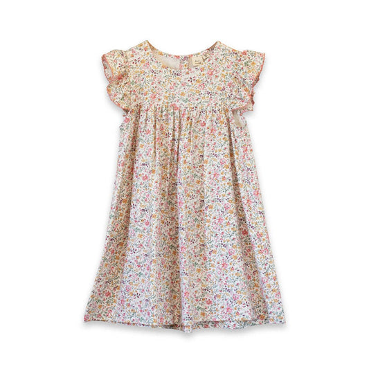 Girls Hannah Dress with Flutter Sleeves | Peach Meadow