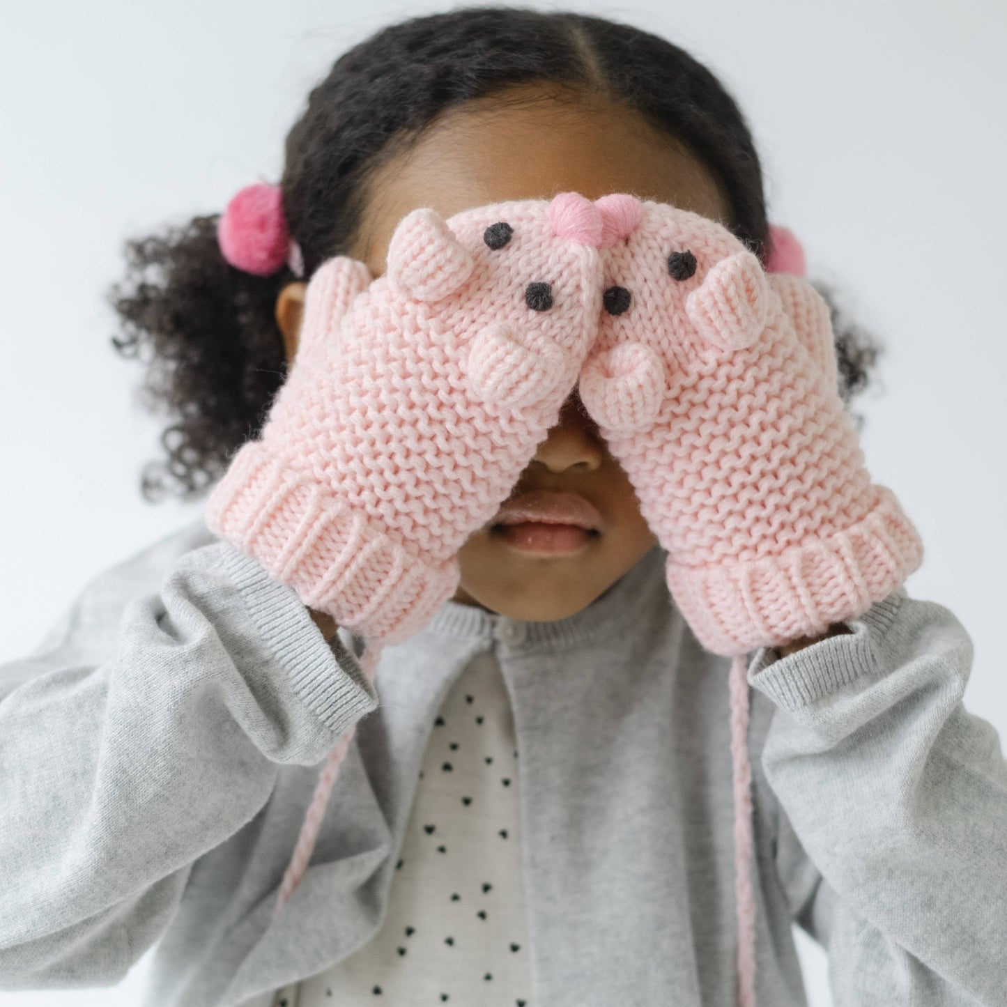 Knit Mouse Mittens for Kids- Toddler / Small Child - Pink