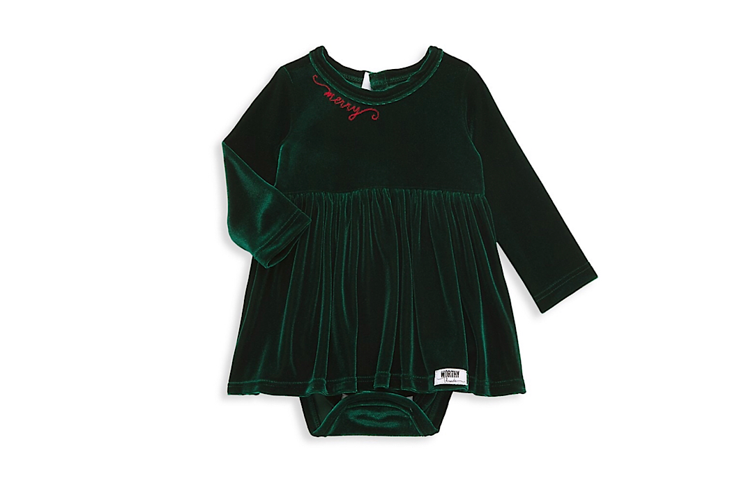 Christmas 2025 Holiday Bubble Romper in Emerald Velvet
