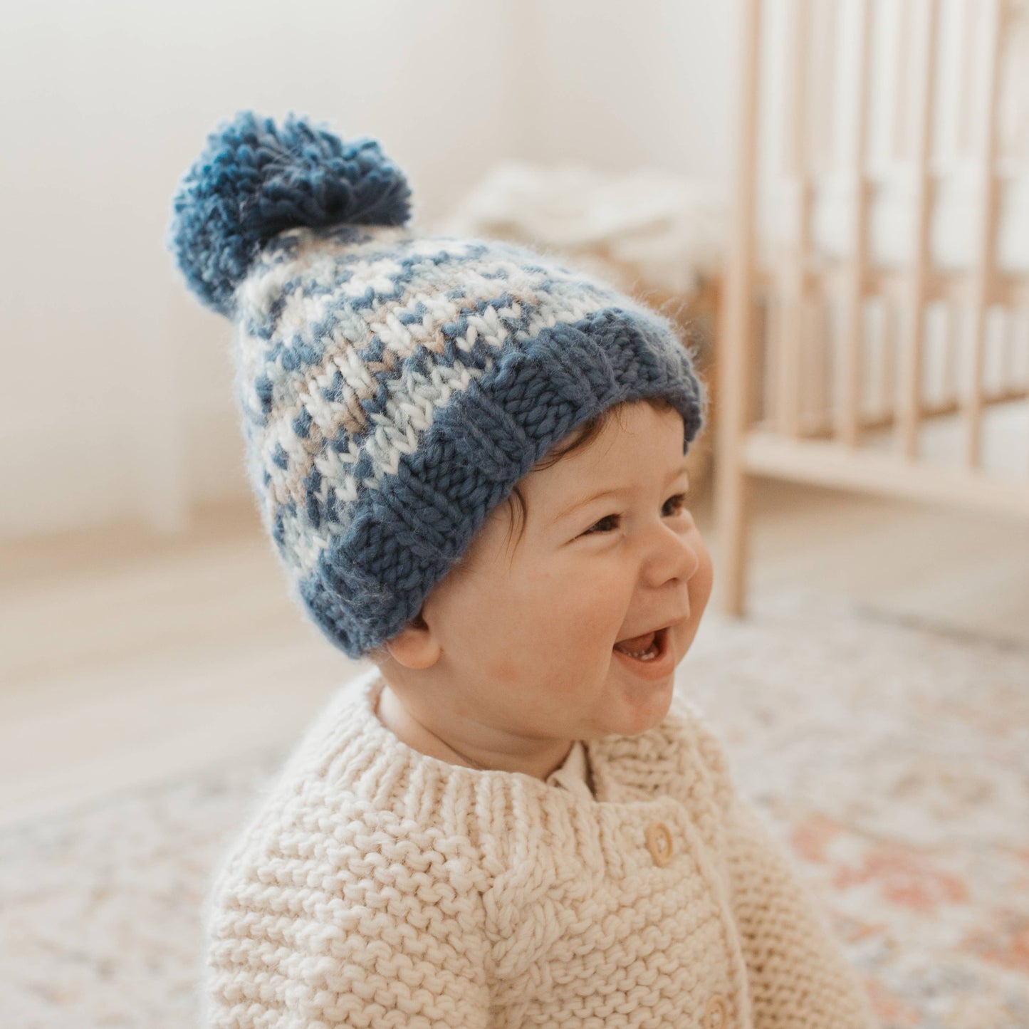 Fairisle Slate Beanie Hat Baby & Kids