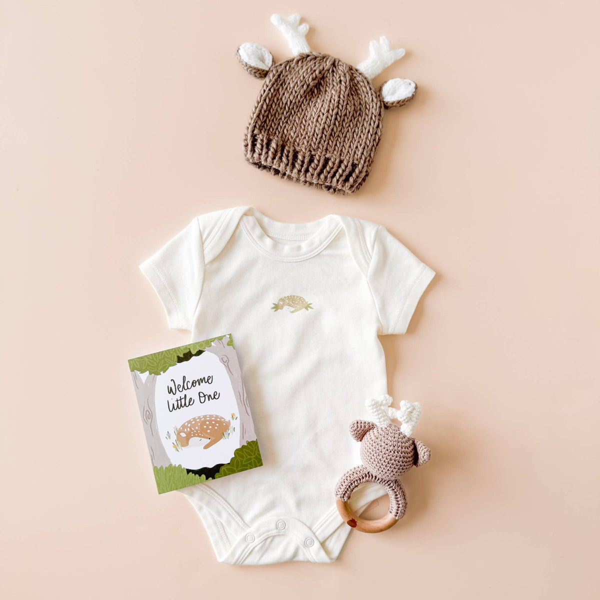 Hartley Deer Hat Tan Baby Kids Holiday Christmas Fall Wood