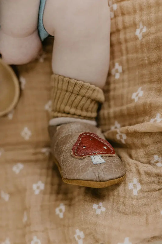 Mushrooms on Chai Leather Shoes Moccs Baby and Toddler