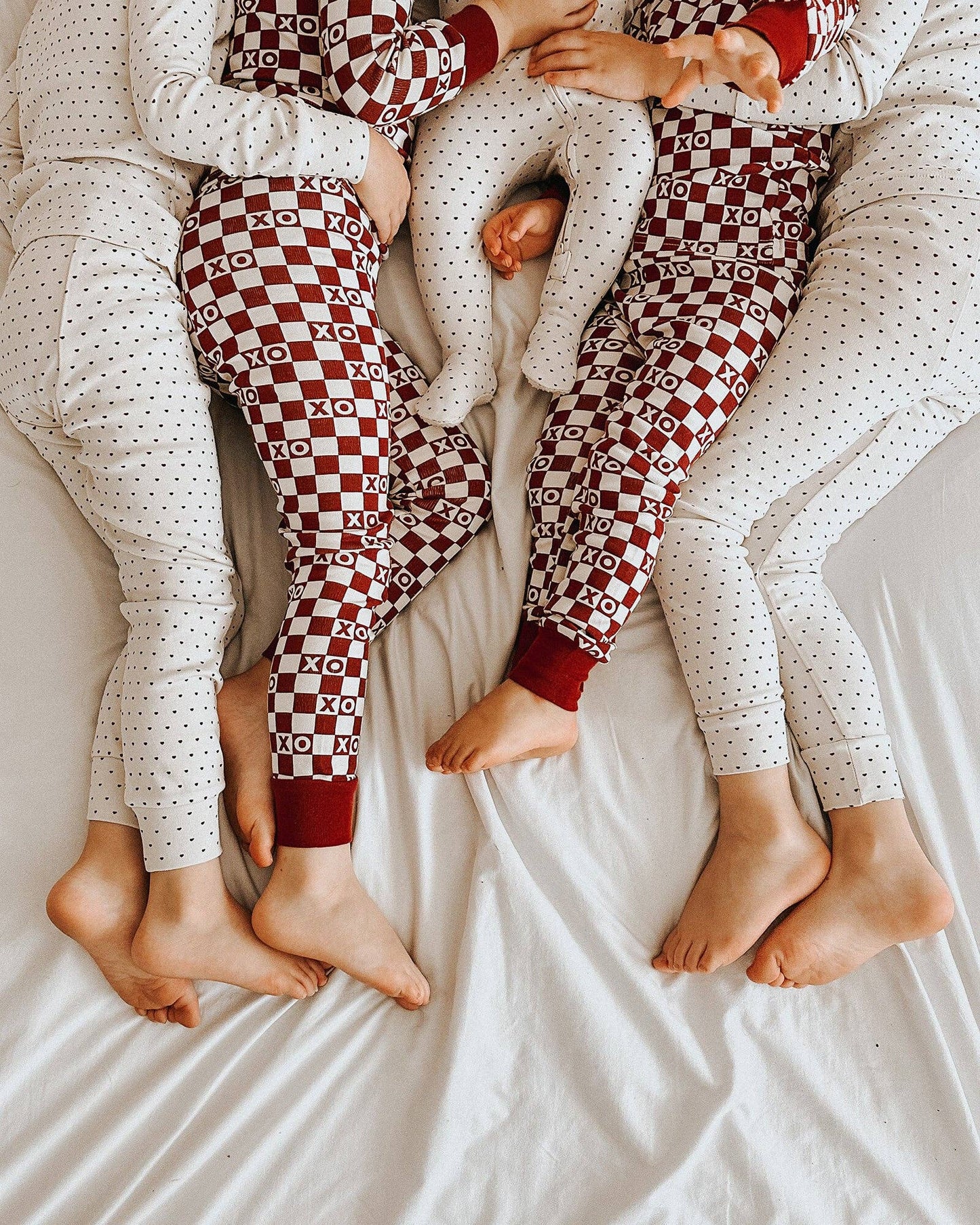 Crimson Mini Hearts | Organic Zipper Footie