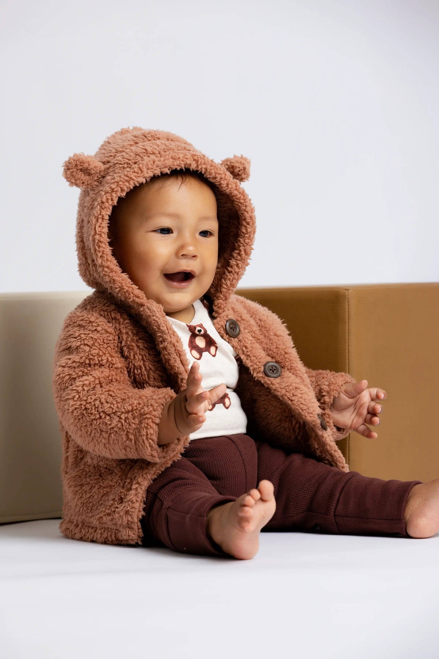 Baby Sherpa Teddy Cardigan_Caramel Brown