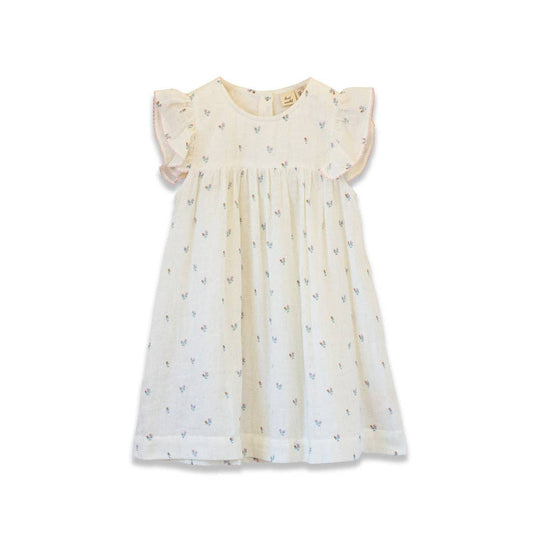 Girls Hannah Dress with Flutter Sleeves | Petit Floret