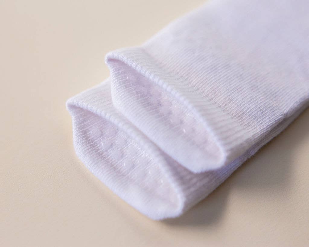 Cleary - White Non-Slip Silicone Grip Baby, Kids Ankle Socks