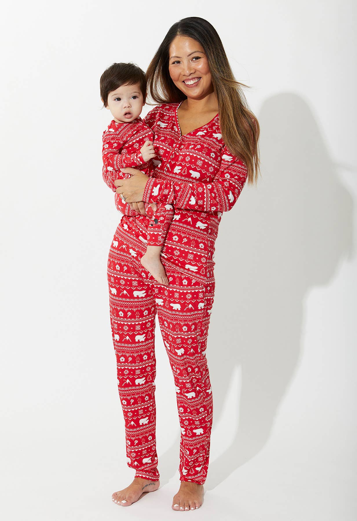 Christmas Pajamas: Polar Isle Red Bamboo Baby Sleepwear