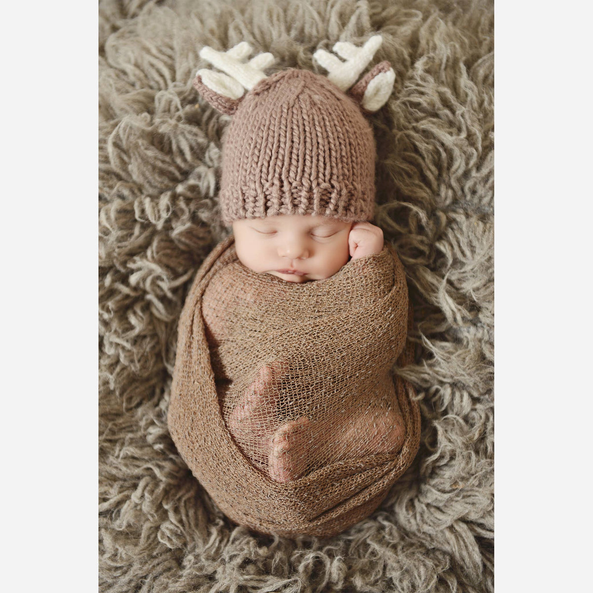 Hartley Deer Hat Tan Baby Kids Holiday Christmas Fall Wood