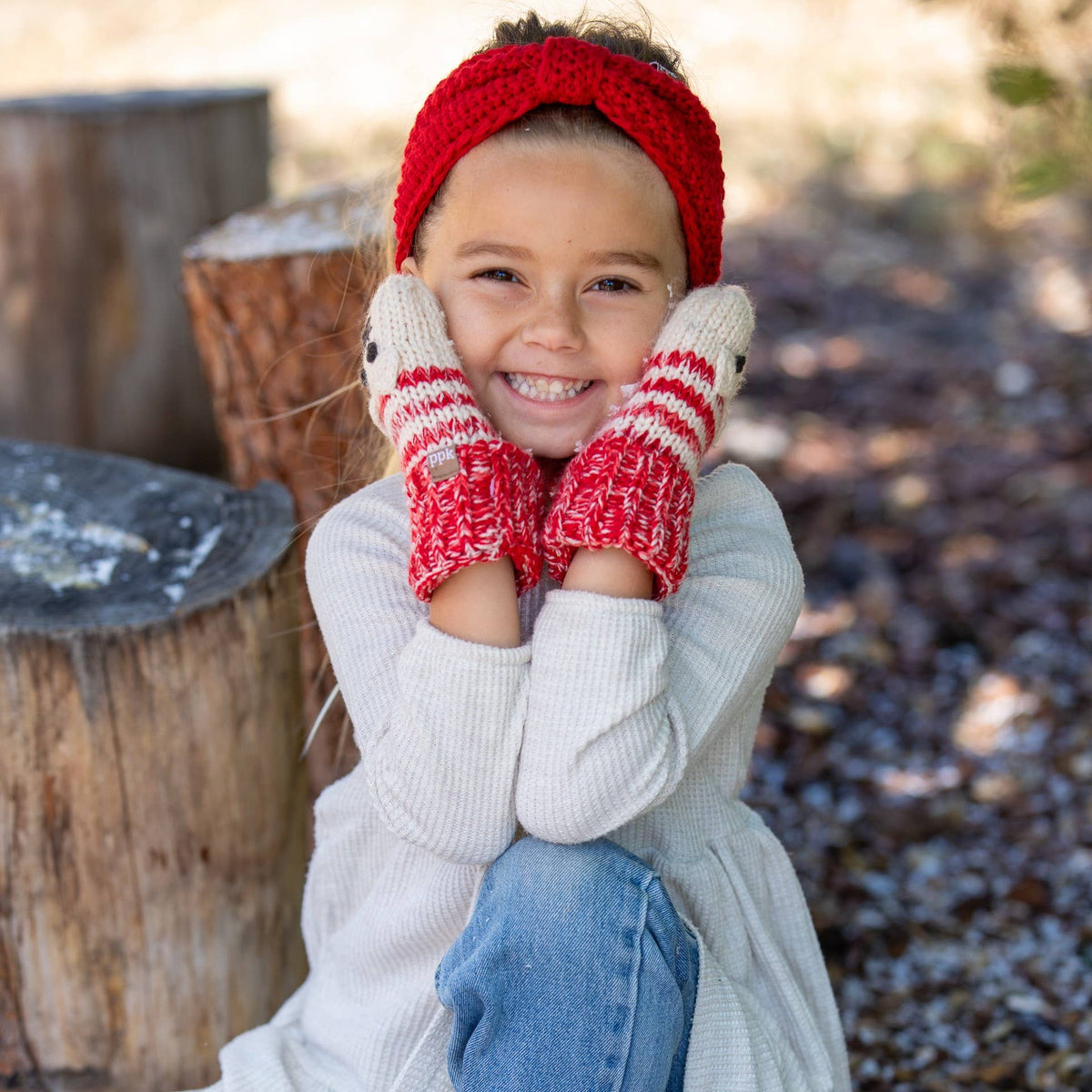 Knit Cat Mittens - Toddler/ Little Kids/ Big Kid - Red
