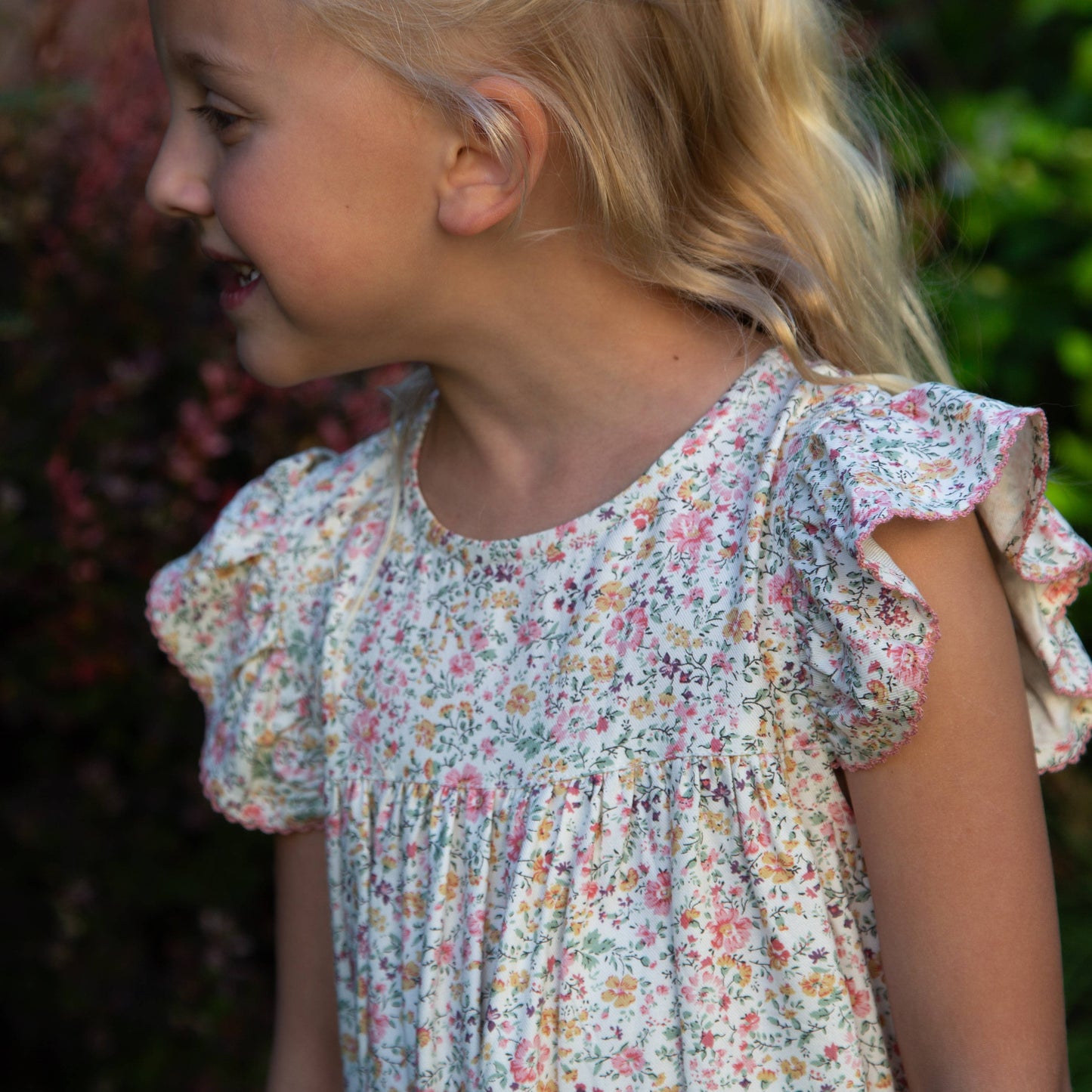 Girls Hannah Dress with Flutter Sleeves | Peach Meadow