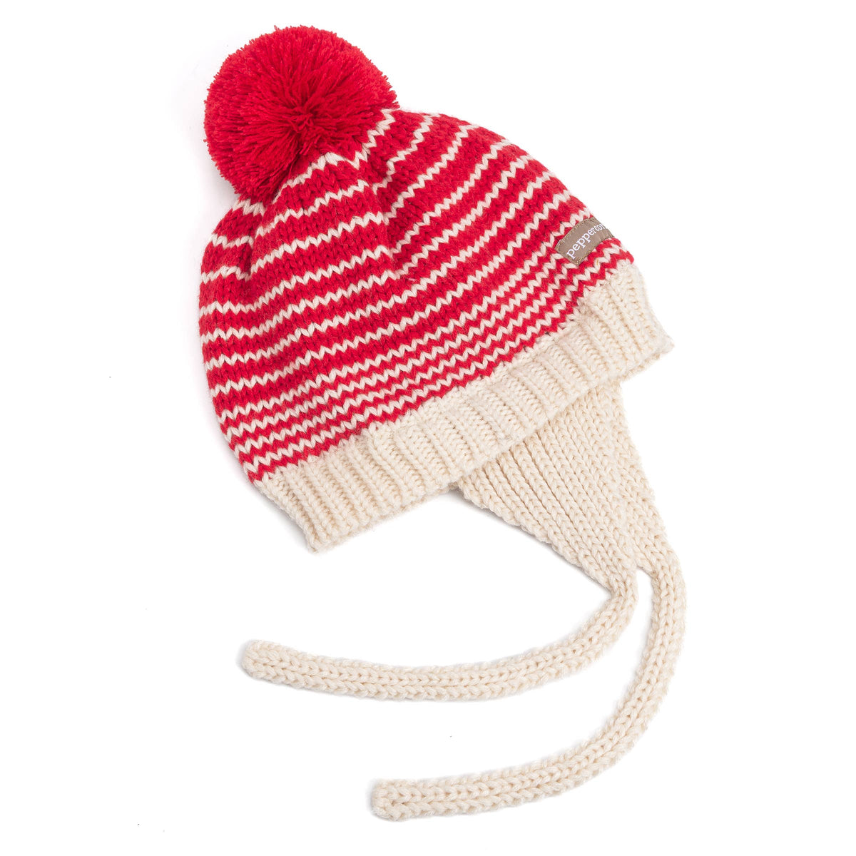 Kids Earflap Winter Hat- Red Striped - Toddler/ Girls 1-6Y