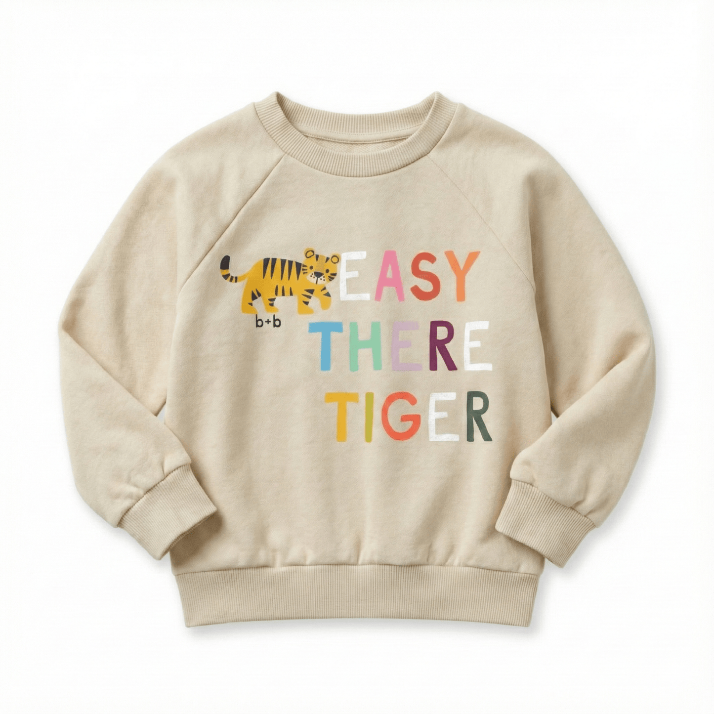 Organic Cotton Sweatshirt - Easy There Tiger: Cream / 18-24m