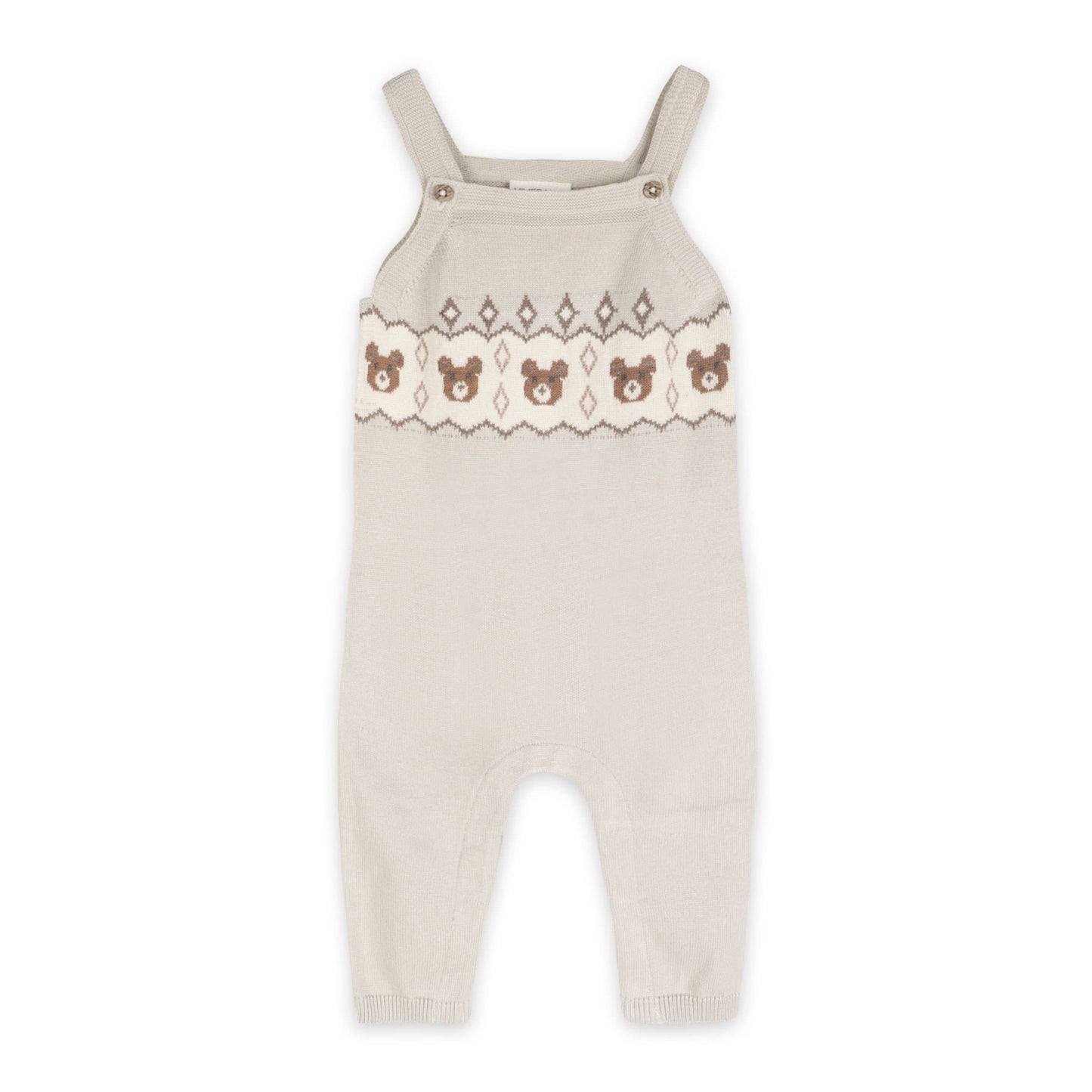 Bear Fair Isle Knit Baby Overall Set (Organic Cotton)