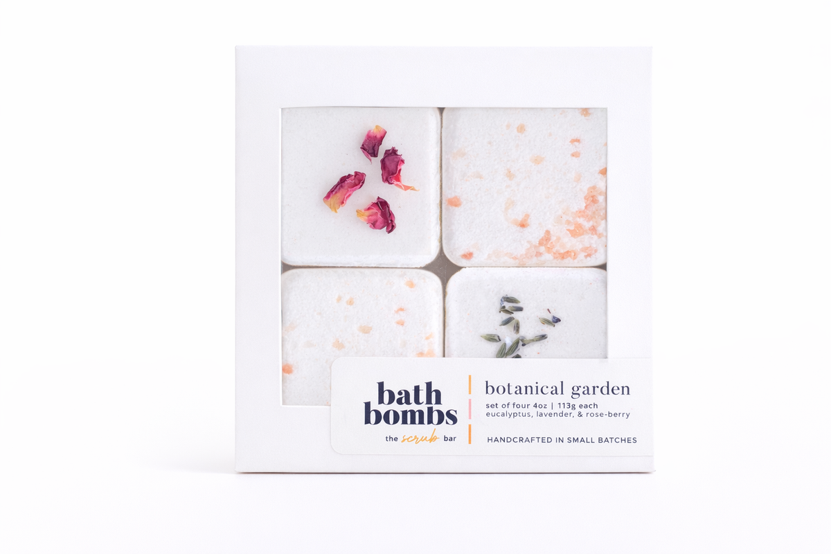 Botanical Water- Rose-lavender-eucalyptus bath bombs 4 pack