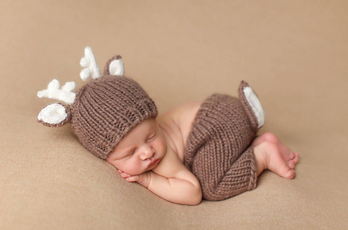 Hartley Deer Hat Tan Baby Kids Holiday Christmas Fall Wood