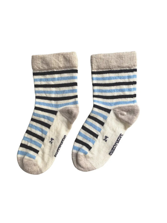 Kids Merino Crew Sock-Sky Blue Stripe