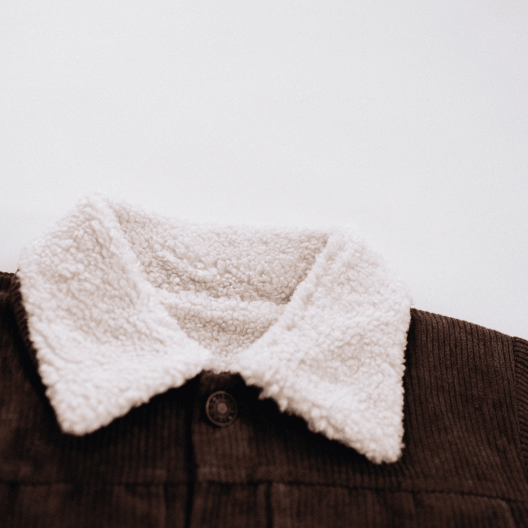 Sherpa Collar Coffee Brown Corduroy Jacket-Child