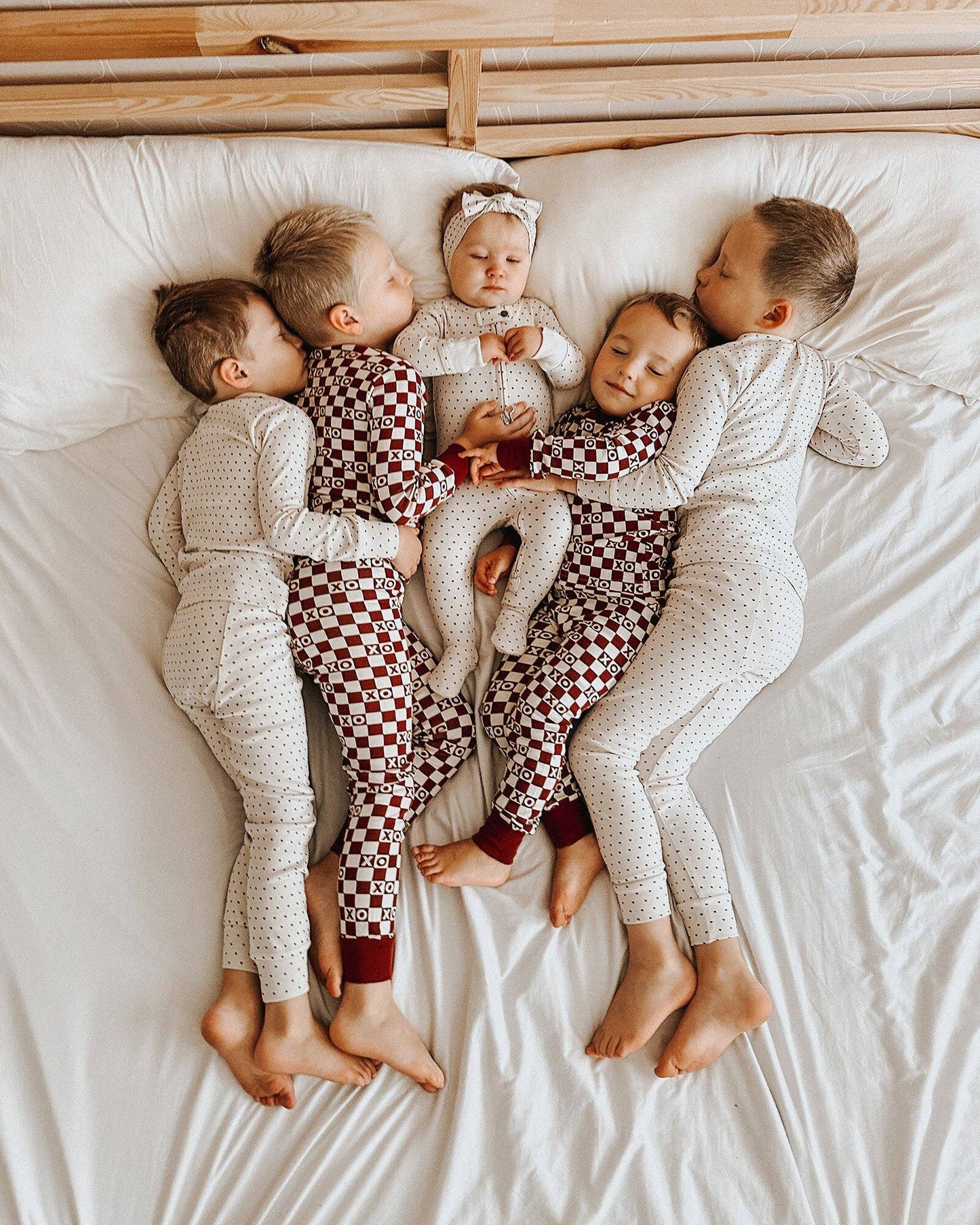Crimson Mini Hearts | Organic Zipper Footie