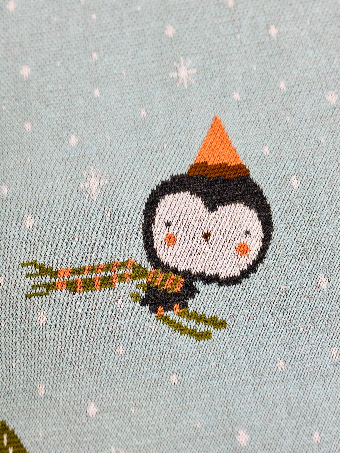 Fox & Bear Ski 3D - Organic Jacquard Knit Baby Blanket