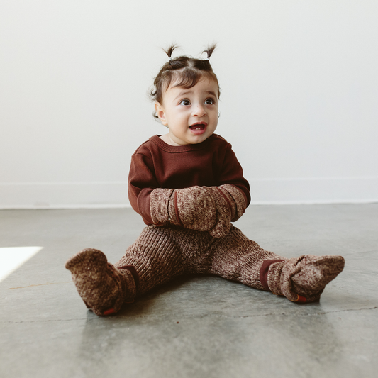 Cotton Kids Knit Pants - Bark