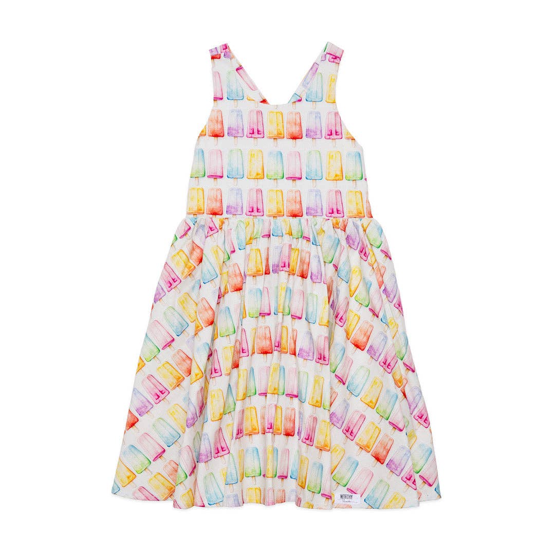 Cross Back Twirly Dress in Popsicles
