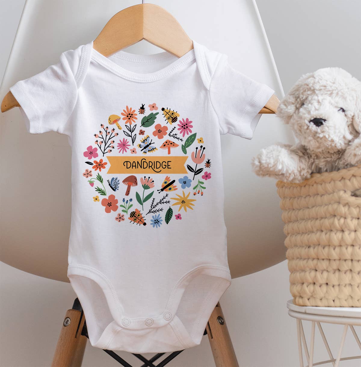 Personalized City Baby Bodysuit - Meadow Name Drop Design