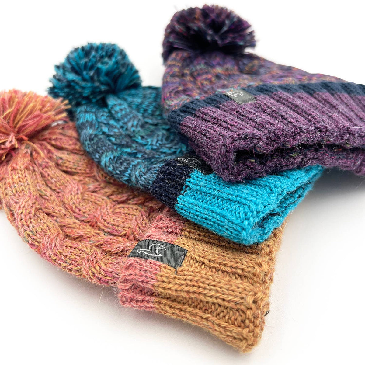 Kid's Alpaca Beanie Hat - Braided - Sunny Swirl