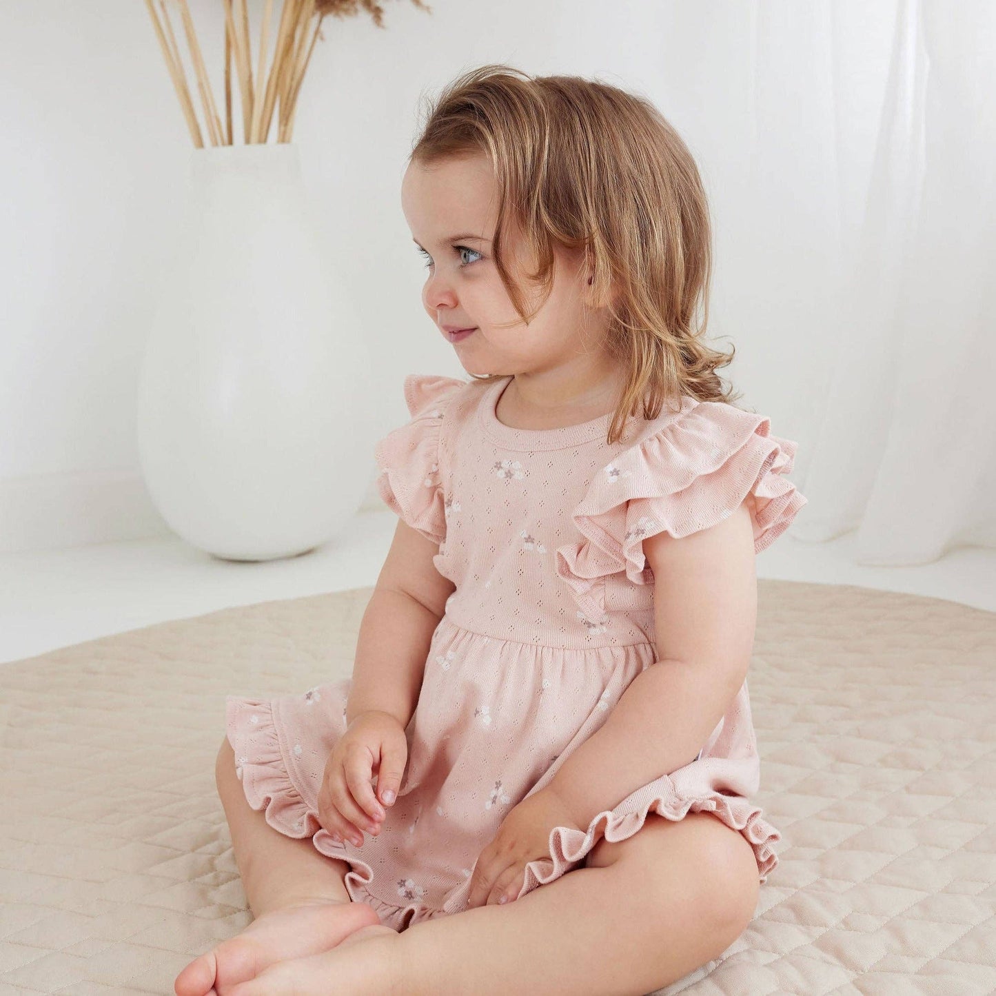 Petal Pointelle Ruffle Dress